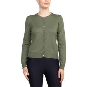 NEW ESPERANZA button down long sleeve solid knit cardigan in green